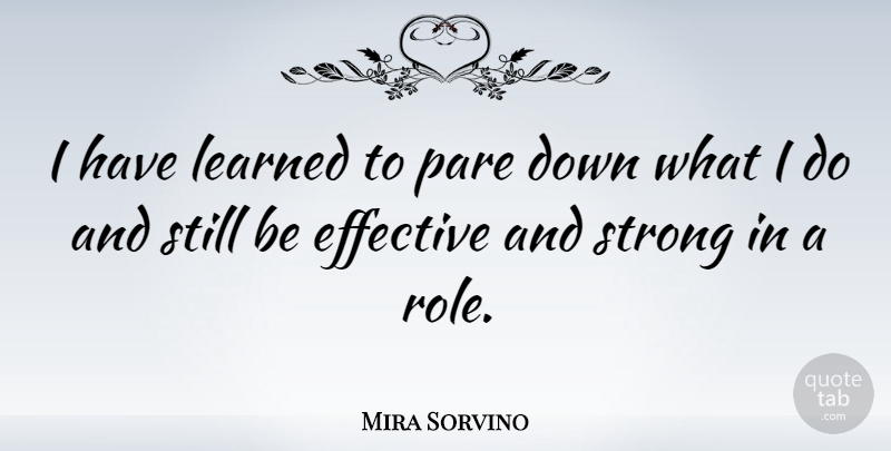 Mira Sorvino Quote About Strong, Roles, I Have Learned: I Have Learned To Pare...
