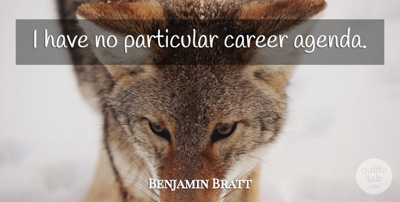 Benjamin Bratt Quote About Careers, Agendas, Particular: I Have No Particular Career...
