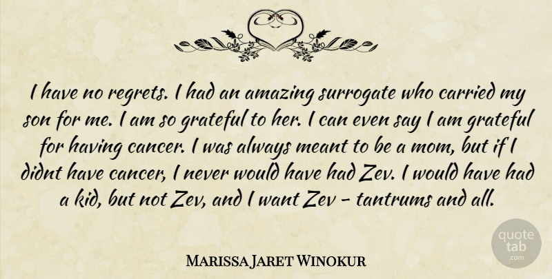 Marissa Jaret Winokur Quote About Mom, Regret, Cancer: I Have No Regrets I...