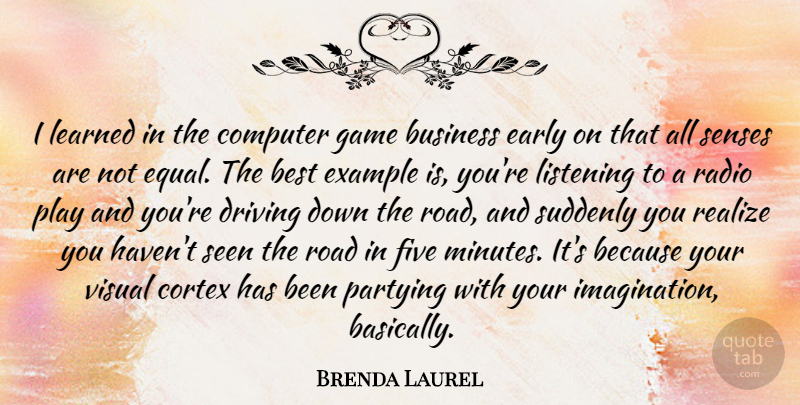Brenda Laurel Quote About Best, Business, Computer, Driving, Early: I Learned In The Computer...