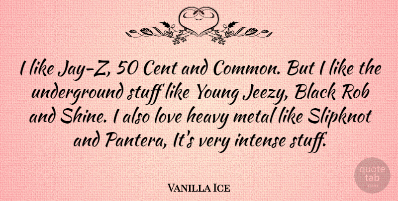 Vanilla Ice Quote About Shining, Black, Stuff: I Like Jay Z 50...