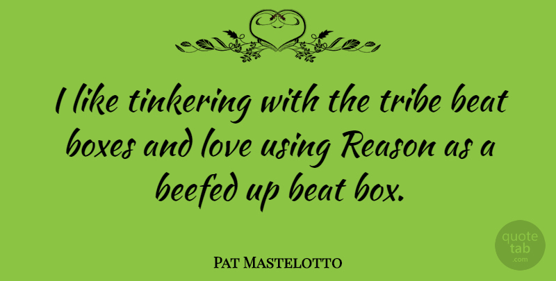 Pat Mastelotto Quote About Beat, Love, Tinkering, Tribe, Using: I Like Tinkering With The...