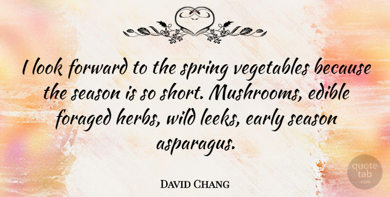 David Chang Quote About Spring, Vegetables, Mushrooms: I Look Forward To The...