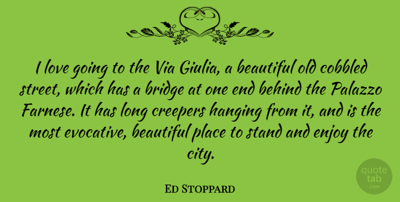 Ed Stoppard Quote About Behind, Enjoy, Hanging, Love, Stand: I Love Going To The...