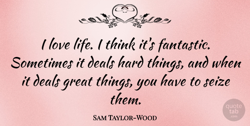 Sam Taylor-Wood Quote About Love Life, Thinking, Sometimes: I Love Life I Think...