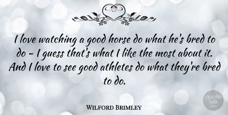 Wilford Brimley Quote About Horse, Athlete, Good Athlete: I Love Watching A Good...
