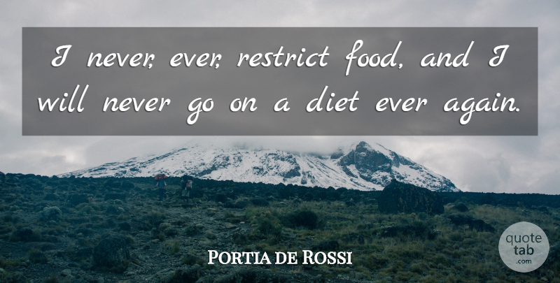 Portia de Rossi Quote About Goes On, Diets: I Never Ever Restrict Food...