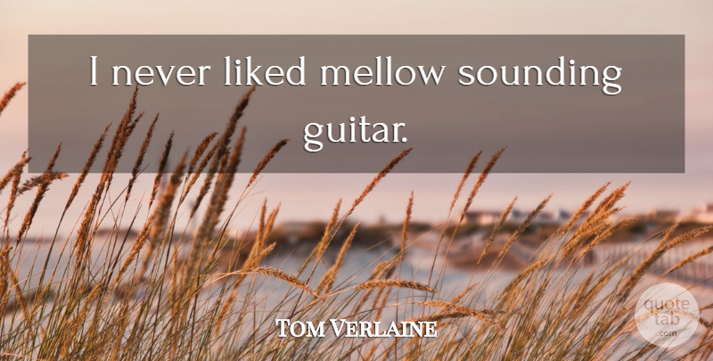 Tom Verlaine Quote About Guitar, Mellow: I Never Liked Mellow Sounding...