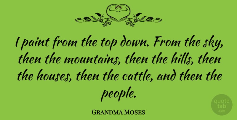 Grandma Moses Quote About Sky, Top Down, People: I Paint From The Top...