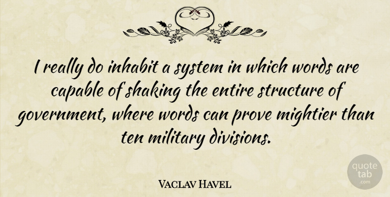 Vaclav Havel Quote About Military, Hero, Creativity: I Really Do Inhabit A...