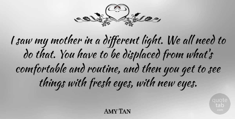 Amy Tan Quote About Mother, Eye, Light: I Saw My Mother In...