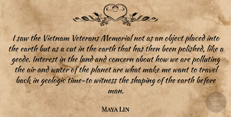 Maya Lin Quote About Cutting, Men, Air: I Saw The Vietnam Veterans...