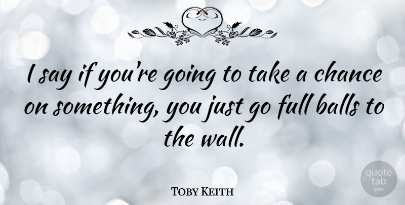 Toby Keith Quote About Wall, Balls, Take A Chance: I Say If Youre Going...