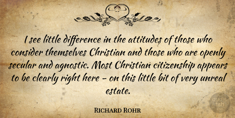 Richard Rohr Quote About Appears, Attitudes, Bit, Citizenship, Clearly: I See Little Difference In...