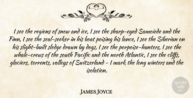 James Joyce Quote About Dog, Winter, Whales: I See The Regions Of...