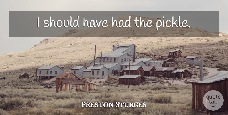 Preston Sturges Quote About Should Have, Pickles, Should: I Should Have Had The...