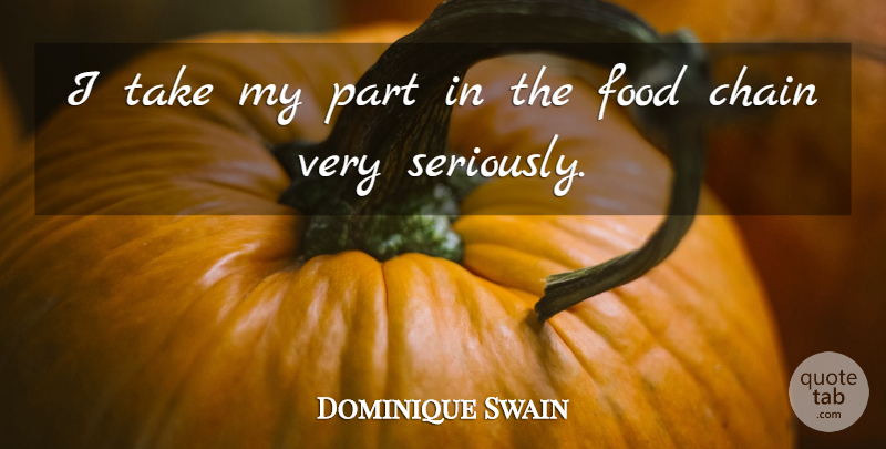 Dominique Swain Quote About Chains, Food Chain: I Take My Part In...