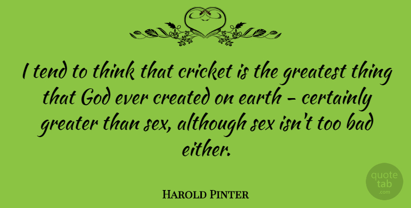 Harold Pinter Quote About Sex, Thinking, Cricket Match: I Tend To Think That...