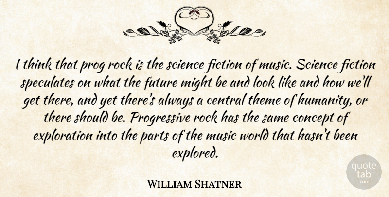 William Shatner Quote About Central, Concept, Fiction, Future, Might: I Think That Prog Rock...