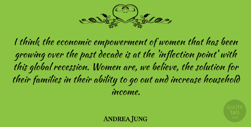 Andrea Jung Quote About Believe, Past, Thinking: I Think The Economic Empowerment...