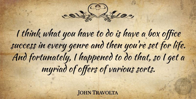 John Travolta Quote About Thinking, Office, Boxes: I Think What You Have...