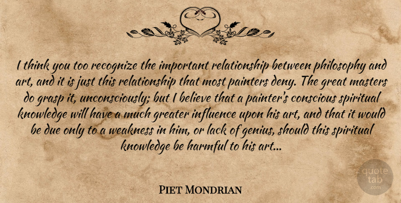 Piet Mondrian Quote About Spiritual, Art, Philosophy: I Think You Too Recognize...