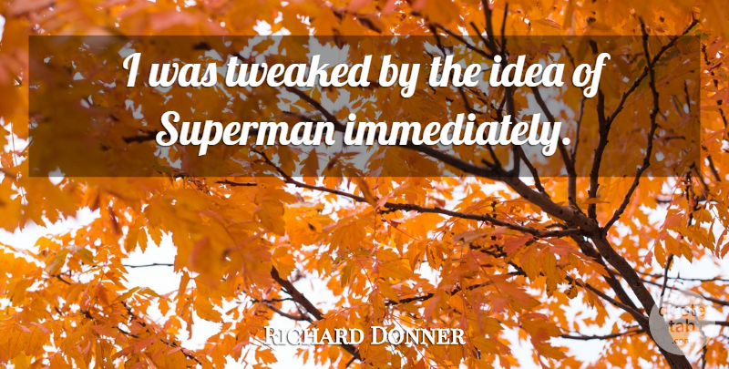 Richard Donner Quote About Ideas: I Was Tweaked By The...