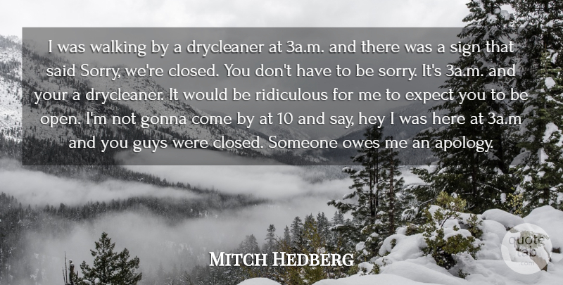 Mitch Hedberg Quote About Expect, Gonna, Guys, Hey, Owes: I Was Walking By A...
