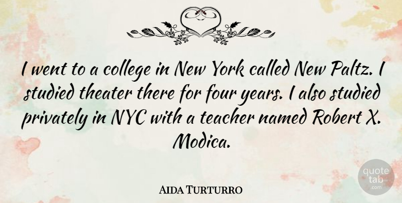 Aida Turturro Quote About Teacher, New York, College: I Went To A College...