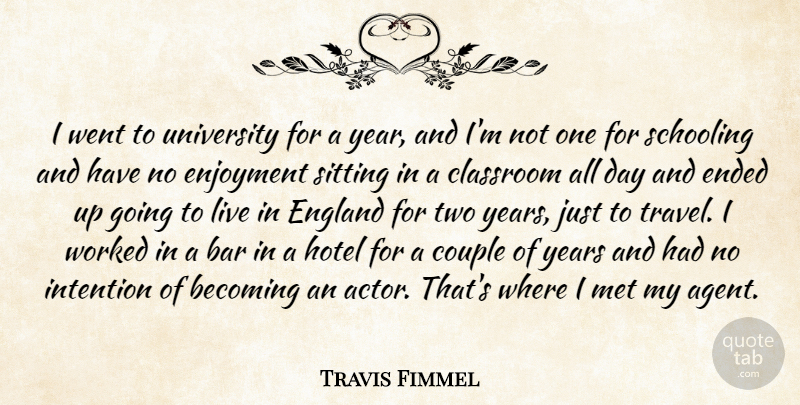Travis Fimmel Quote About Bar, Becoming, Couple, Ended, England: I Went To University For...