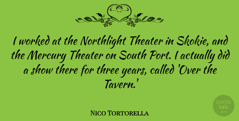 Nico Tortorella Quote About Mercury, South, Theater, Three, Worked: I Worked At The Northlight...