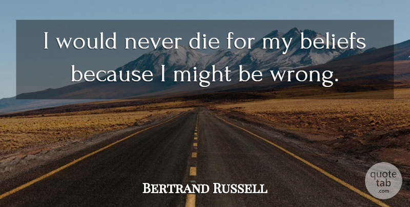 Bertrand Russell Quote About Funny, Fear, Philosophy: I Would Never Die For...