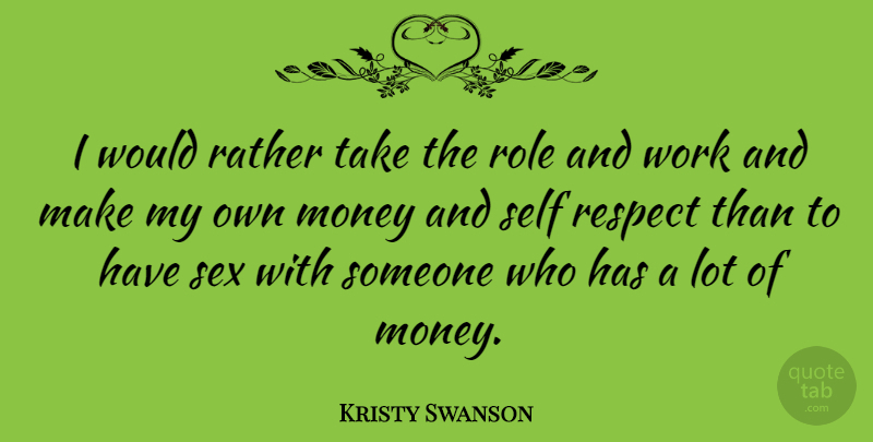 Kristy Swanson Quote About Sex, Self, Roles: I Would Rather Take The...