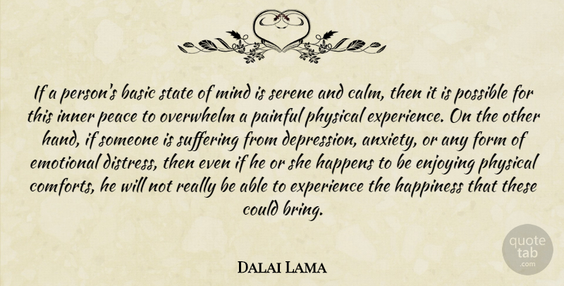 Dalai Lama Quote About Pursuit Of Happiness, Emotional, Hands: If A Persons Basic State...