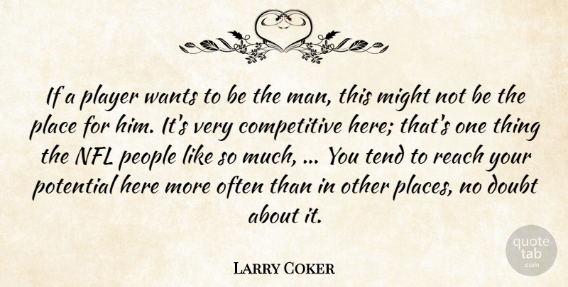 Larry Coker Quote About Doubt, Might, Nfl, People, Player: If A Player Wants To...