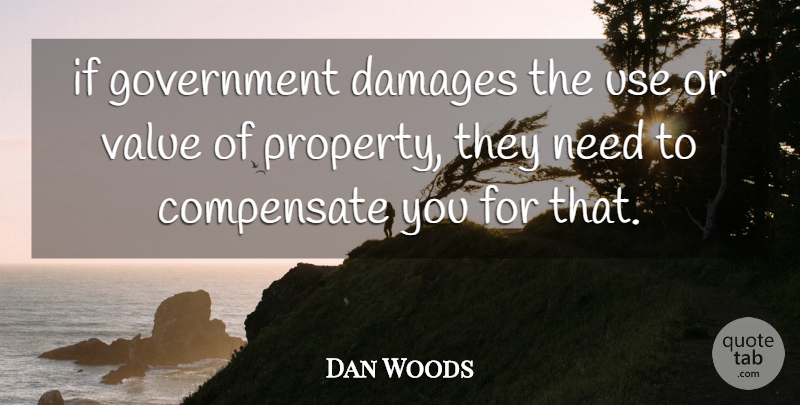Dan Woods Quote About Compensate, Damages, Government, Value: If Government Damages The Use...