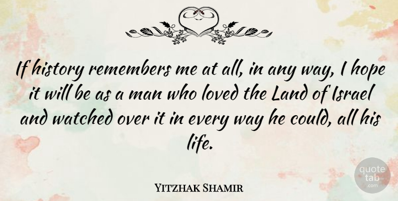 Yitzhak Shamir Quote About Men, Land, Israel: If History Remembers Me At...