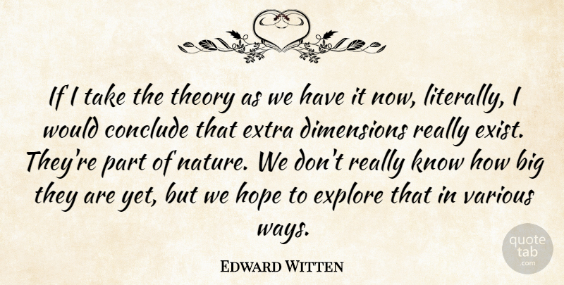 Edward Witten Quote About Nature, Way, Dimensions: If I Take The Theory...