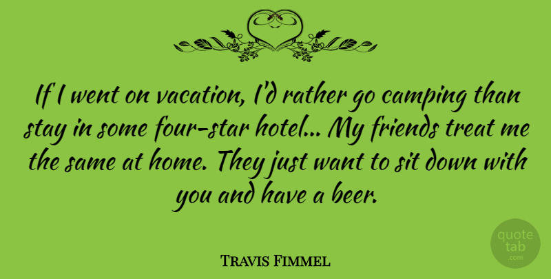 Travis Fimmel Quote About Camping, Home, Rather, Sit, Stay: If I Went On Vacation...