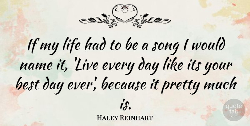 Haley Reinhart Quote About Song, Names, Best Day Ever: If My Life Had To...