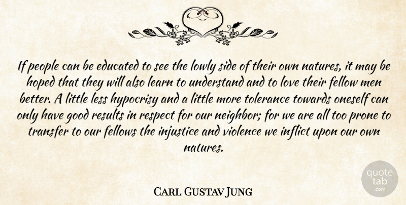 Carl Jung Quote About Respect, Men, Hypocrisy: If People Can Be Educated...