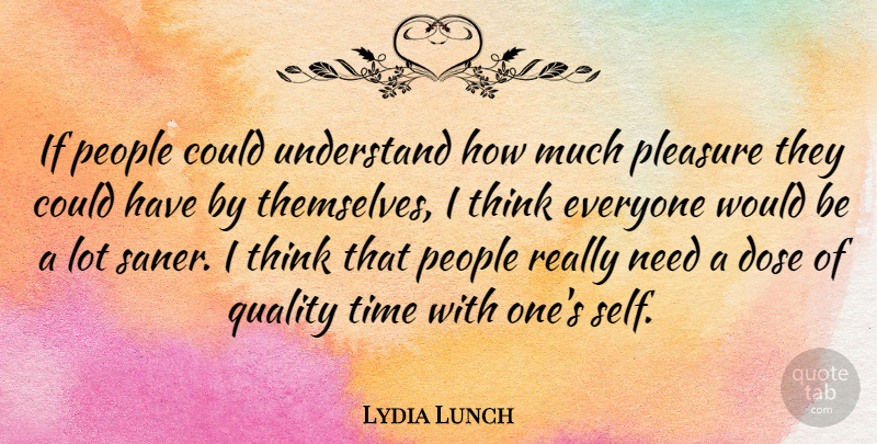 Lydia Lunch Quote About Thinking, Self, People: If People Could Understand How...