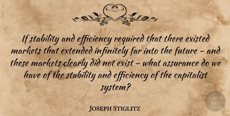 Joseph Stiglitz Quote About Efficiency, Stability, Assurance: If Stability And Efficiency Required...