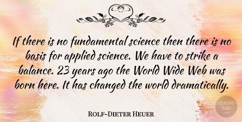 Rolf-Dieter Heuer Quote About Applied, Basis, Changed, Science, Strike: If There Is No Fundamental...