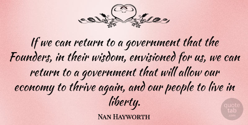 Nan Hayworth Quote About Government, People, Liberty: If We Can Return To...