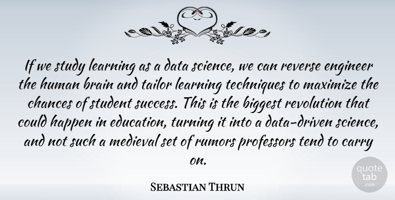 Sebastian Thrun Quote About Data, Brain, Rumor: If We Study Learning As...