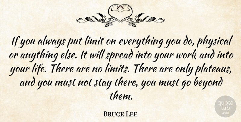 Bruce Lee Quote About Inspirational, Motivational, Strength: If You Always Put Limit...