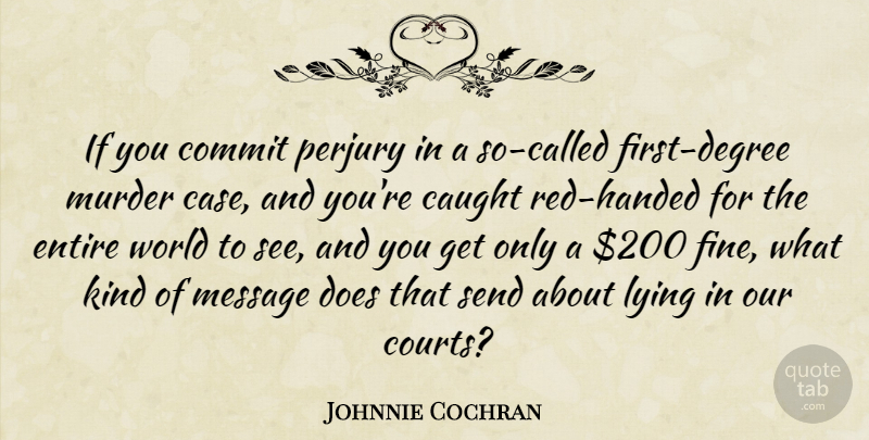 Johnnie Cochran Quote About Lying, World, Red: If You Commit Perjury In...