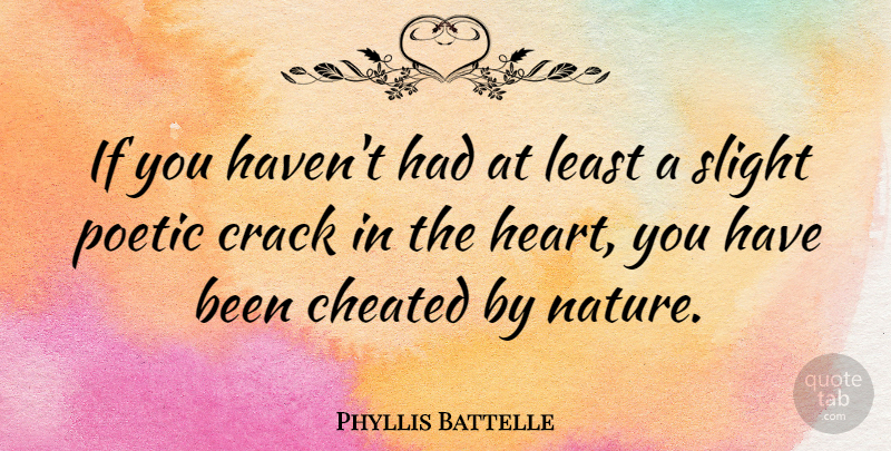 Phyllis Battelle Quote About American Journalist, Crack, Poetic, Slight: If You Havent Had At...