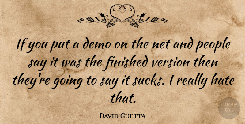 David Guetta Quote About Hate, People, Demos: If You Put A Demo...